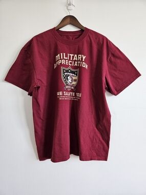 FSU XL Red Garnet T Shirt Tee Military Appreciation 100% Cotton